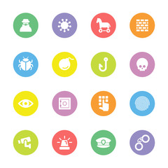 colorful flat icon set 7 on circle for web design, user interface (UI), infographic and mobile application (apps)