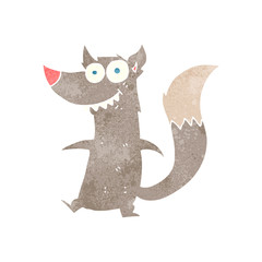 retro cartoon little wolf