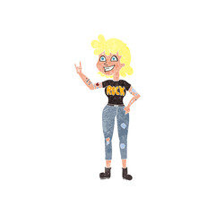 retro cartoon rock girl