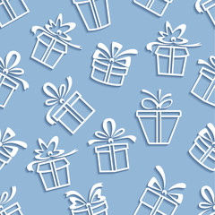 Seamless pattern gift boxes with a shadow