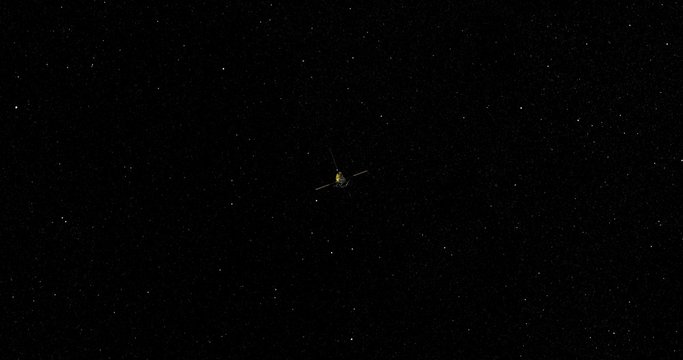 Flyby of Messenger spacecraft as it travels through empty space. Data: NASA/JPL.