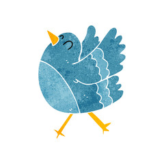 retro cartoon happy bird