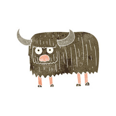 retro cartoon hairy cow