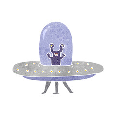 retro cartoon flying saucer