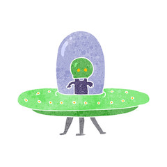 retro cartoon flying saucer