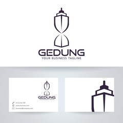 Gedung vector logo with business card template