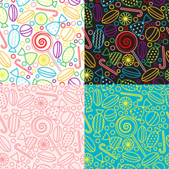Vector set of seamless patterns with candies