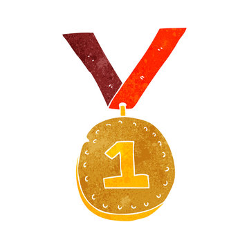 Retro Cartoon First Place Medal