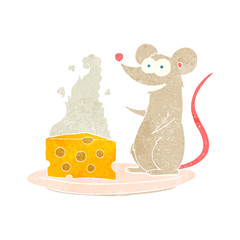 retro cartoon mouse with cheese