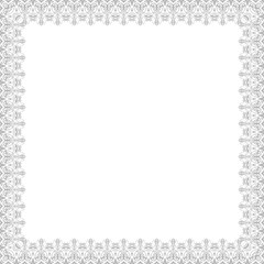 Oriental abstract square silver frame with arabesques and floral elements. Fine greeting card