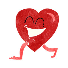 retro cartoon walking heart