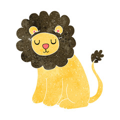 retro cartoon cute lion