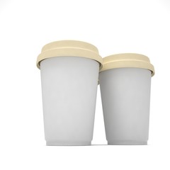 Three paper coffee cups