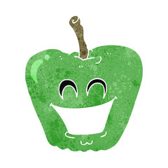 retro cartoon grinning apple