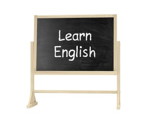 Fototapeta premium Learn English concept. Blackboard, chalkboard isolated on white
