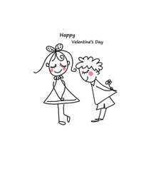 Couple in love together, valentine sketch for your design