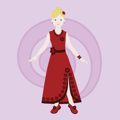 Sweet girl in a red dress. Girl dancer. Flamenco.