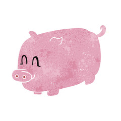 retro cartoon pig