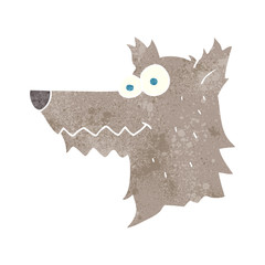 retro cartoon wolf head