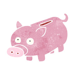 retro cartoon piggy bank