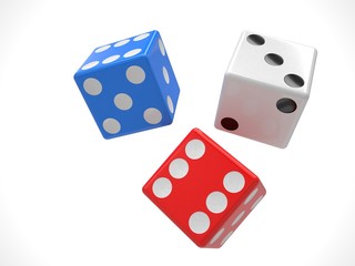 three dices on white