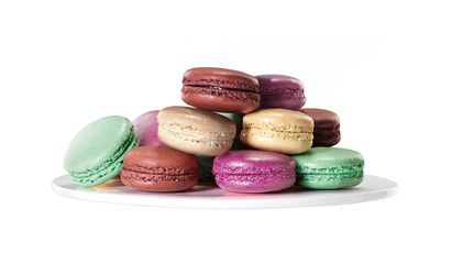 Pile of macaron isolated on white background.
