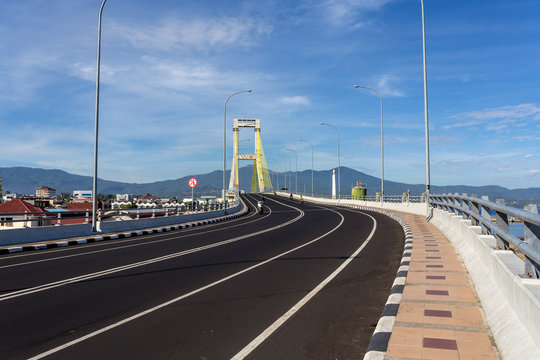 Bridge Over The Harbor In Manado, Indonesia