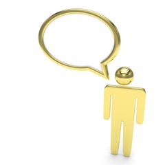 3d man with talk bubbles isolated over a white background