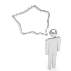 3d man with talk bubbles isolated over a white background