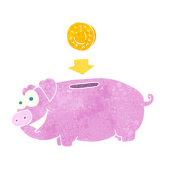 retro cartoon piggy bank