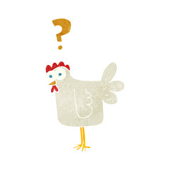 retro cartoon confused chicken
