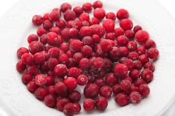frozen cranberries on a plate