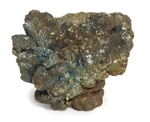 Pyrite mineral isolated on white background