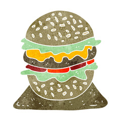 retro cartoon tasty burger