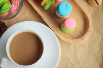 macaroons and hot coffee