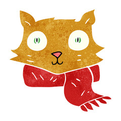 retro cartoon cat wearing scarf
