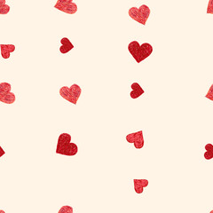 Doodle seamless pattern with hearts