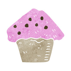 retro cartoon strawberry muffin