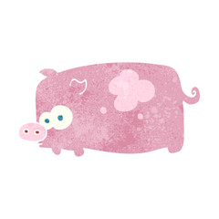 retro cartoon pig