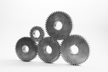 set of gears for meaning teamwork on isolated