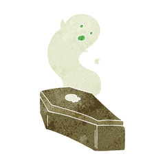 retro cartoon spooky coffin