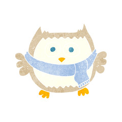 retro cartoon owl wearing scarf