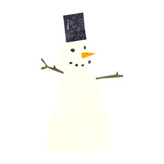 retro cartoon snowman