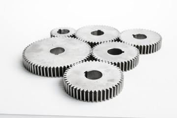 set of gears for meaning teamwork on isolated
