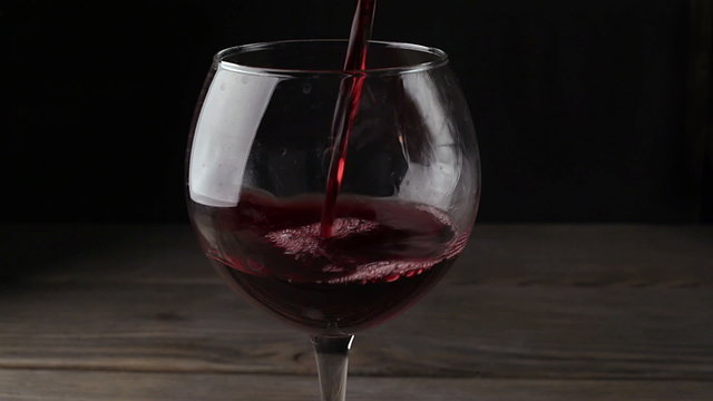 Red Wine Pouring into Glass.