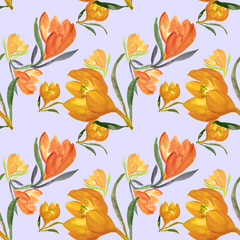 Watercolor illustration seamless of snowdrops