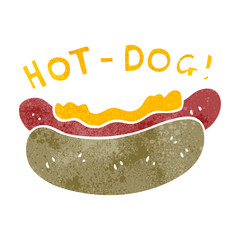 retro cartoon hotdog