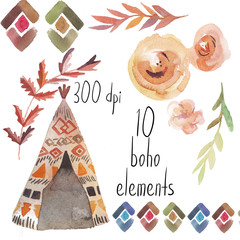 watercolor set of boho elements - 103702753