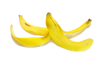 Banana peel on white background