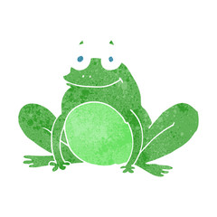 retro cartoon happy frog
